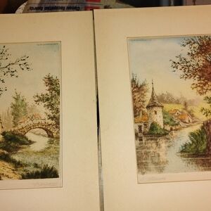 Harve Benard Rustic Bridge and Tower Art Prints - Green and Brown Tones